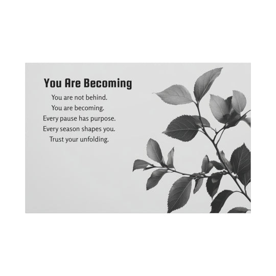 Inspirational Leaf Canvas Art - Black and White Decor
