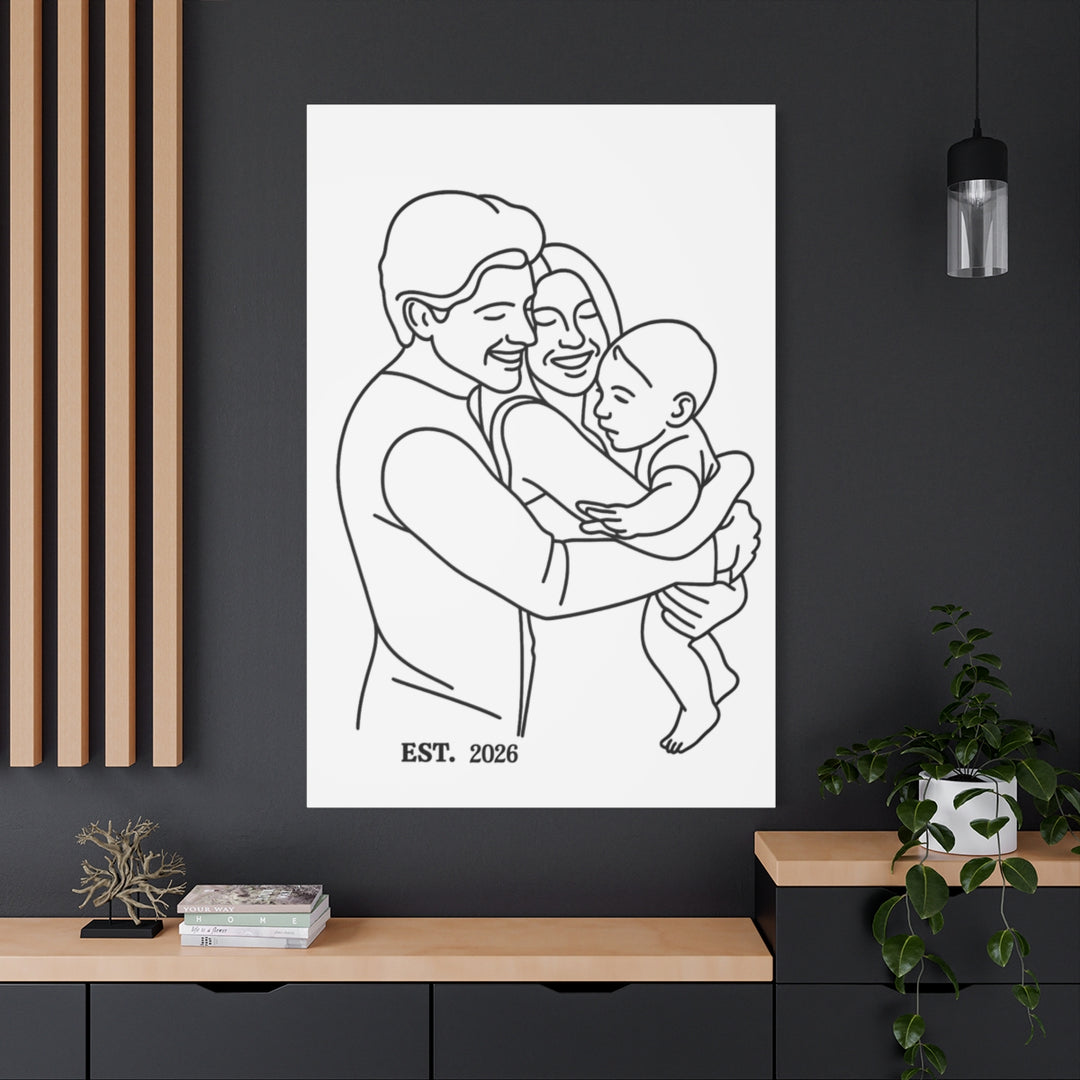 Custom Family Portrait Canvas - Personalized Line Art Gift