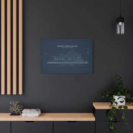 Sydney Opera House Blueprint Canvas, Architectural Art Print