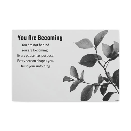 Inspirational Leaf Canvas Art - Black and White Decor