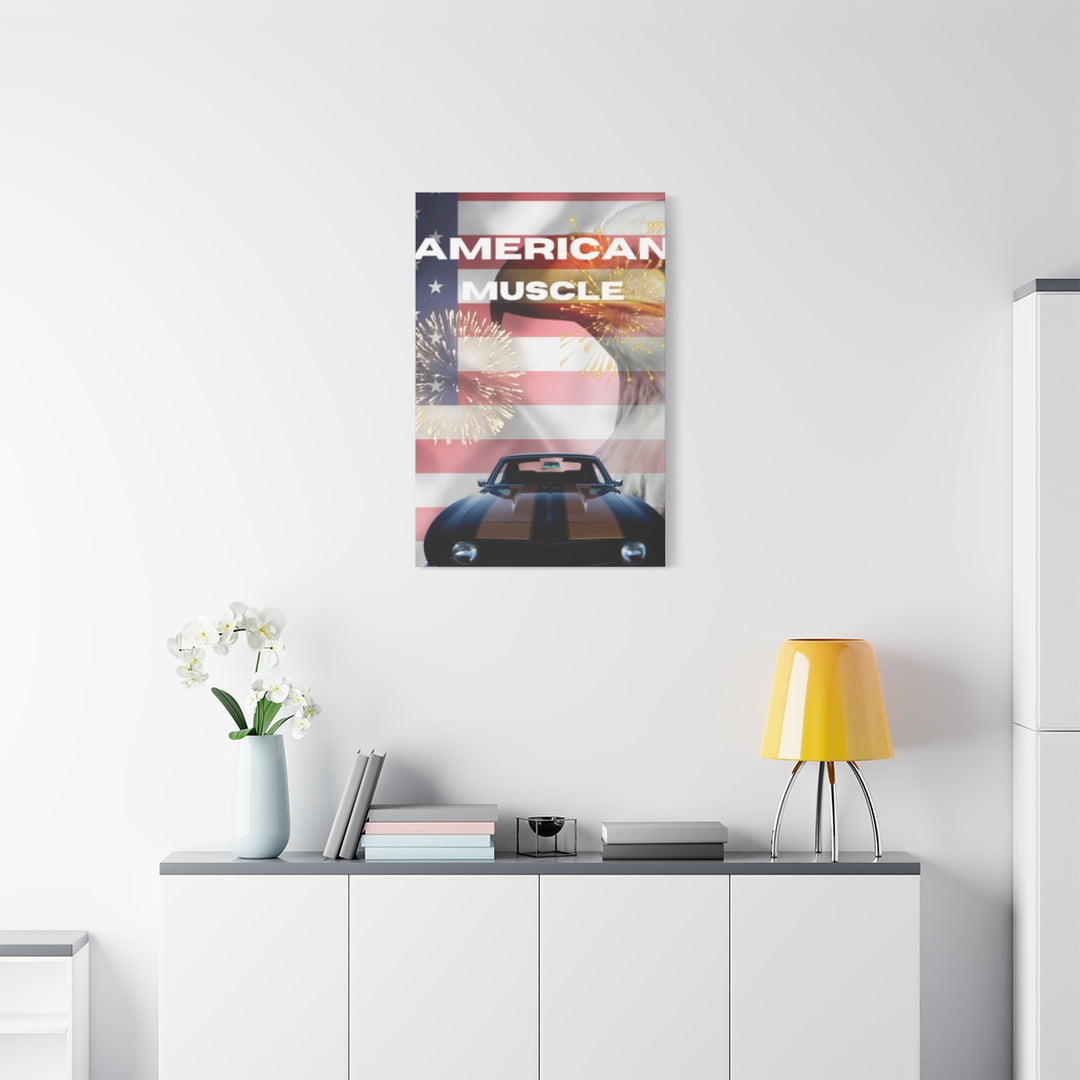 American Flag Muscle Car Canvas - Patriotic Wall Decor