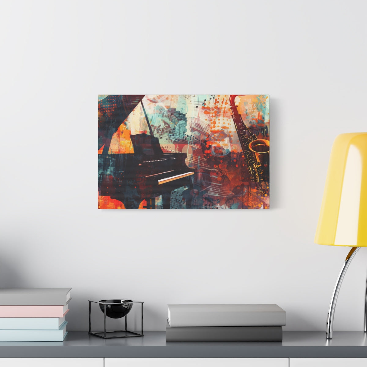 Abstract Colorful Music Art Canvas - Saxophone & Piano Wall Decor - Tailored Wall Expressions