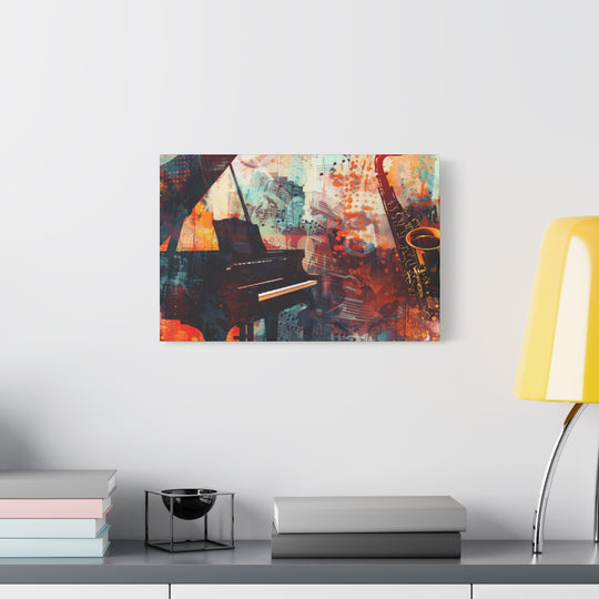 Abstract Colorful Music Art Canvas - Saxophone & Piano Wall Decor