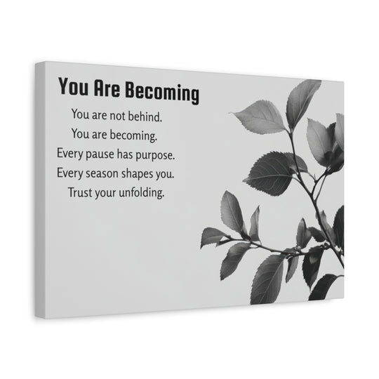 Inspirational Leaf Canvas Art - Black and White Decor