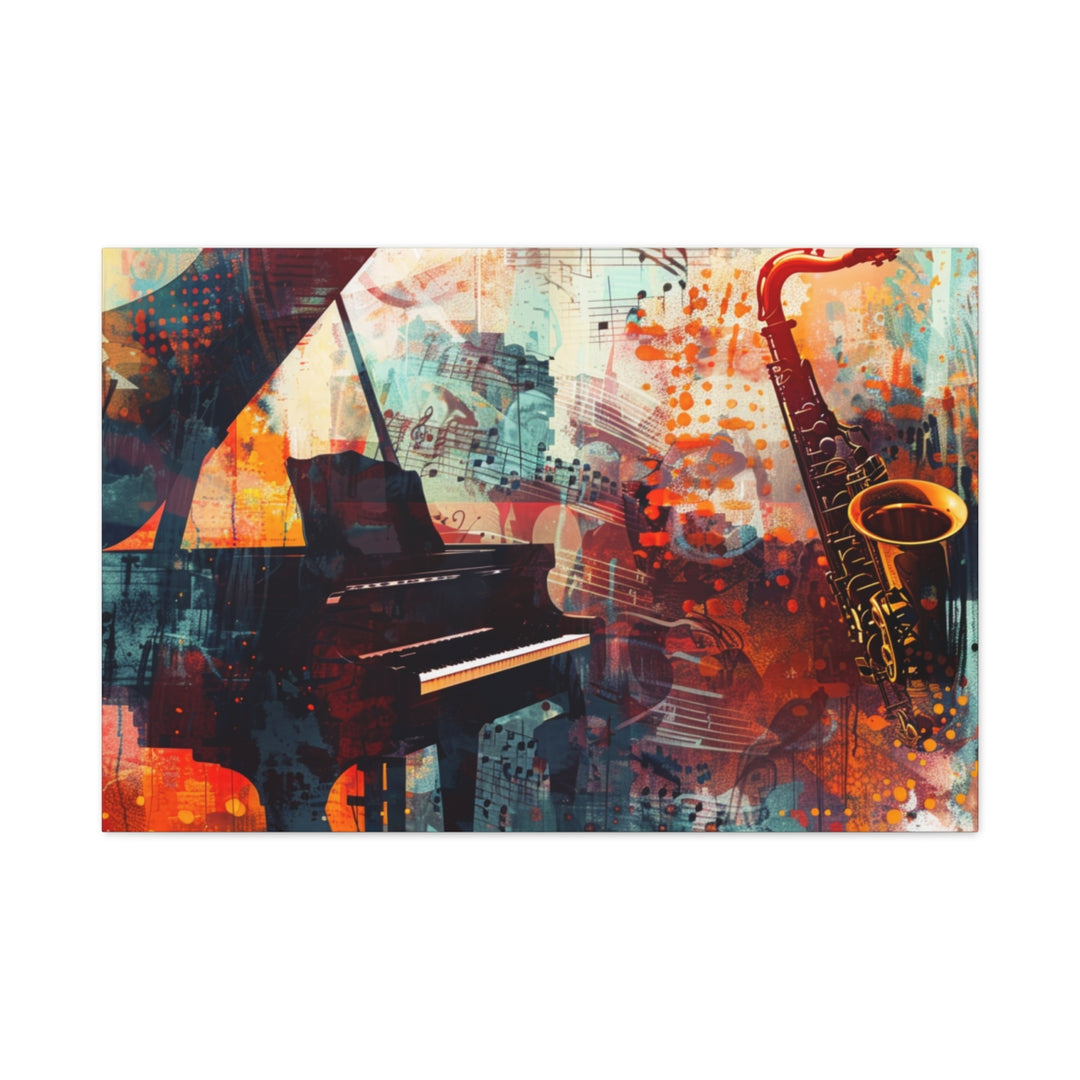 Abstract Colorful Music Art Canvas - Saxophone & Piano Wall Decor