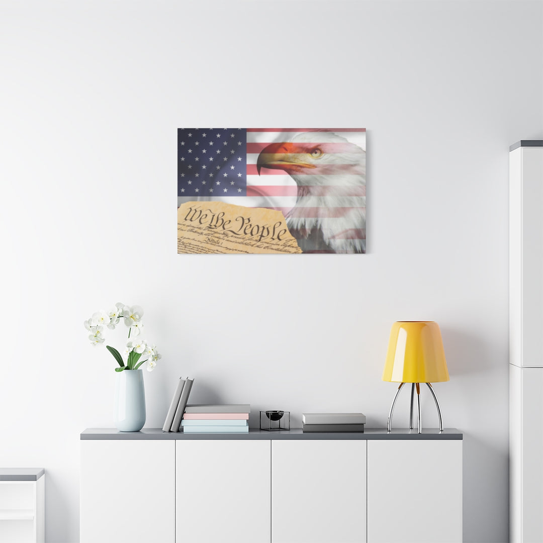 Patriotic Canvas Art - Bald Eagle & American Flag