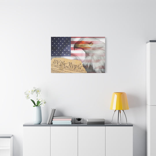 Patriotic Canvas Art - Bald Eagle & American Flag