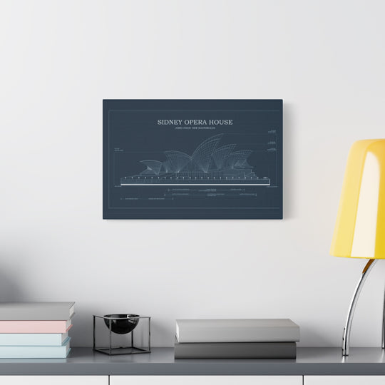 Sydney Opera House Blueprint Canvas, Architectural Art Print
