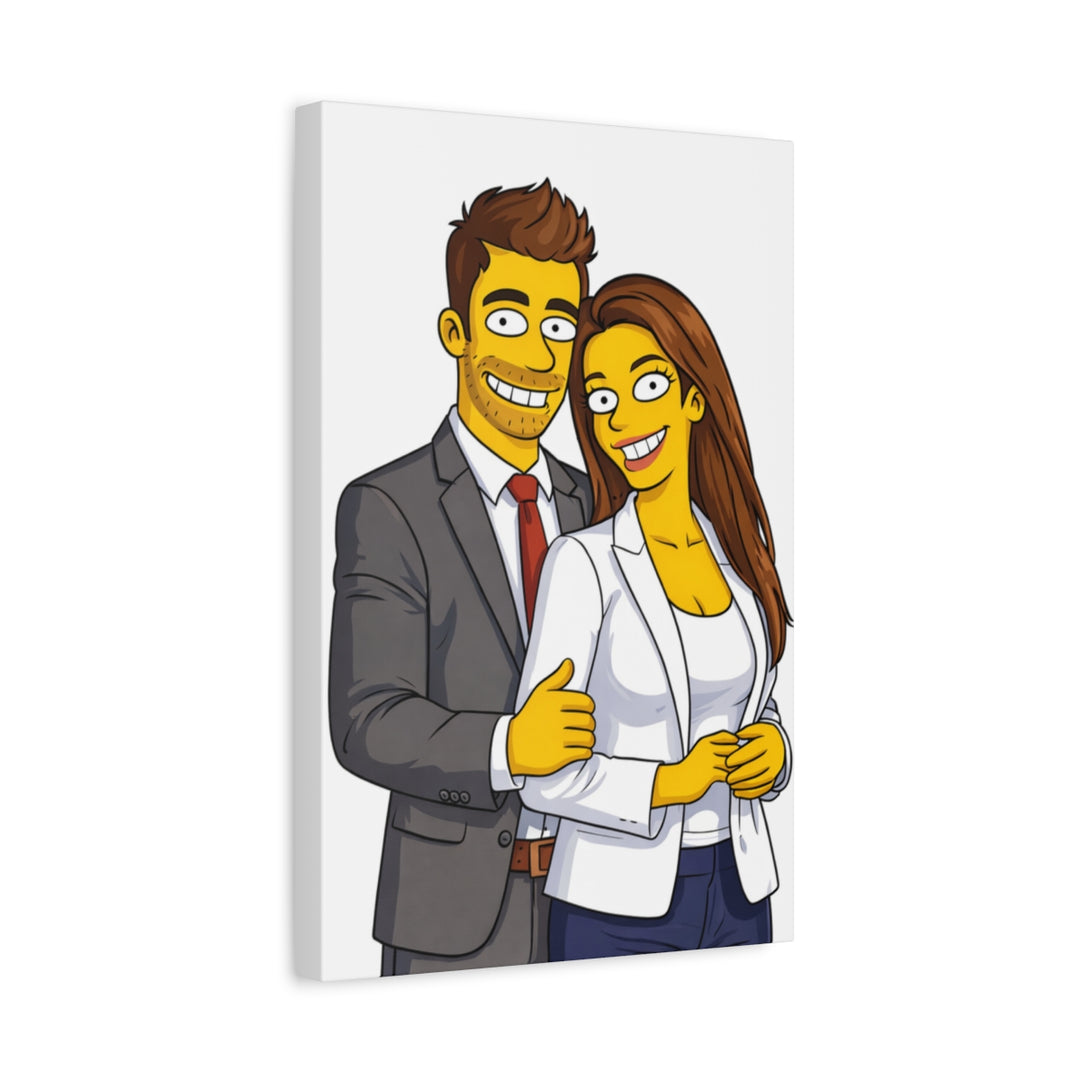 Custom Yellow Cartoon Portrait Canvas – Personalized Gift