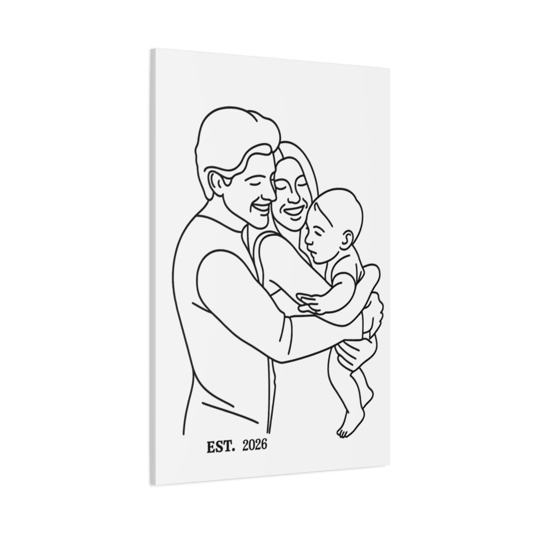 Custom Family Portrait Canvas - Personalized Line Art Gift