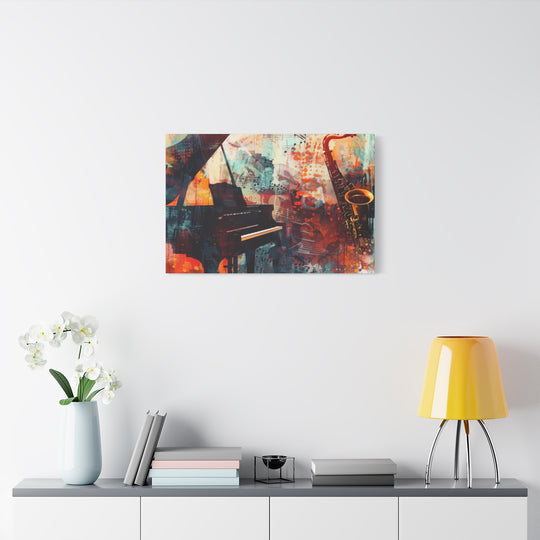 Abstract Colorful Music Art Canvas - Saxophone & Piano Wall Decor