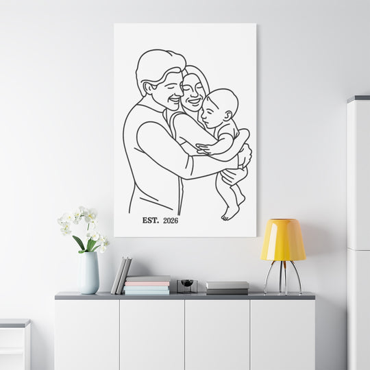Custom Family Portrait Canvas - Personalized Line Art Gift