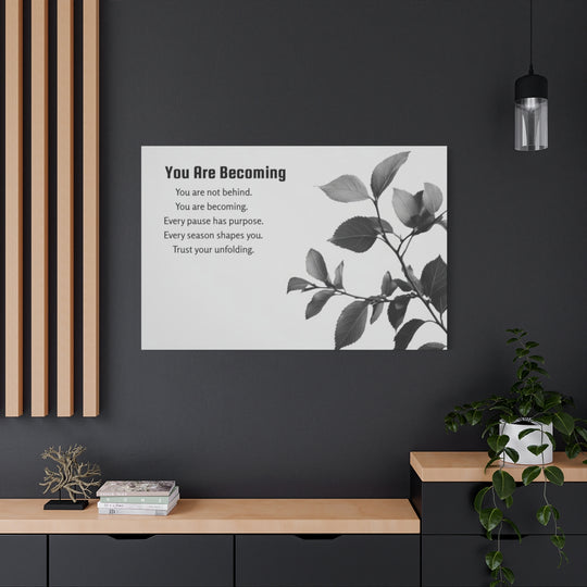 Inspirational Leaf Canvas Art - Black and White Decor