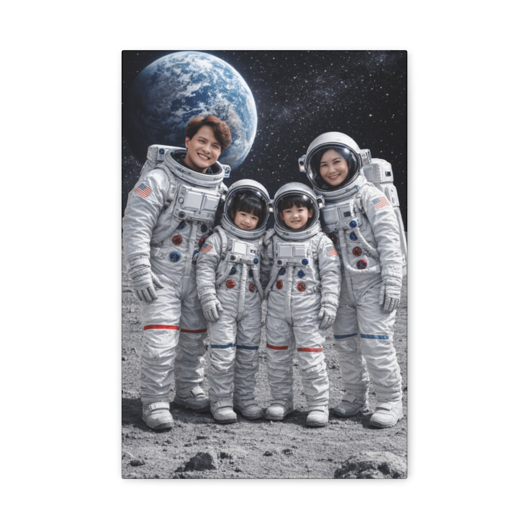 Custom Family Astronaut Portrait Canvas