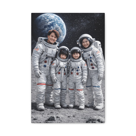 Custom Family Astronaut Portrait Canvas