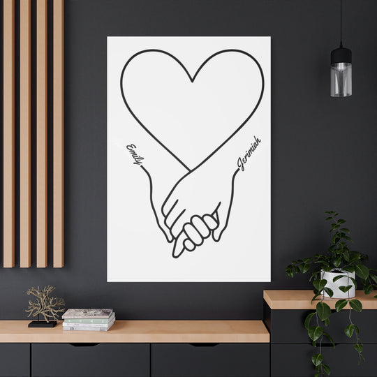 Custom Art Canvas with Heart Line Drawing - Romantic Gift