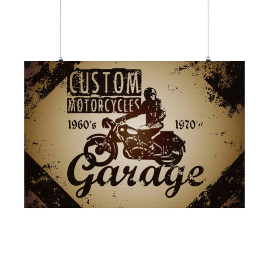 Custom Motorcycles Garage Vintage Motorcycle Wall Art Poster
