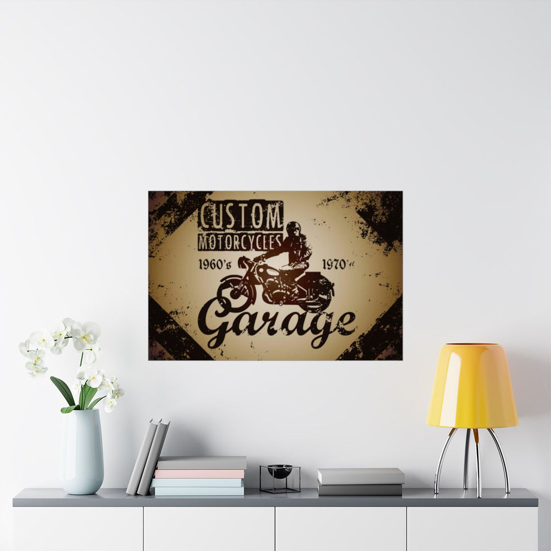 Custom Motorcycles Garage Vintage Motorcycle Wall Art Poster
