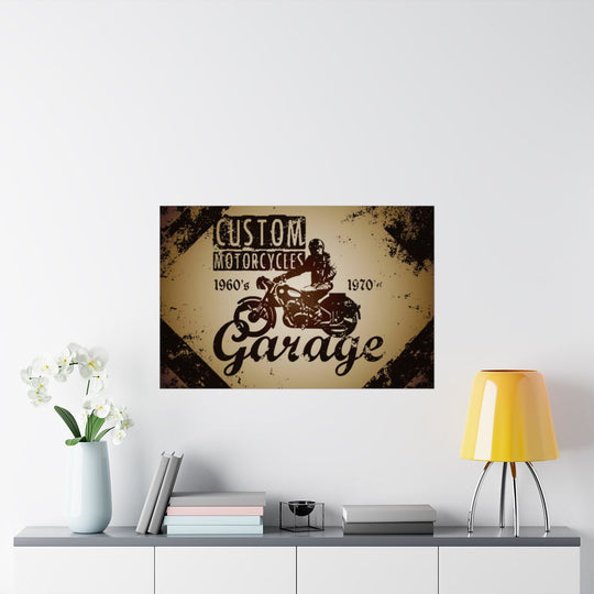 Custom Motorcycles Garage Vintage Motorcycle Wall Art Poster