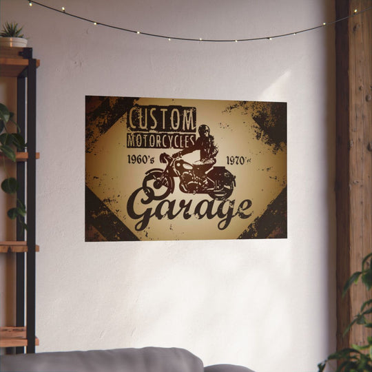 Custom Motorcycles Garage Vintage Motorcycle Wall Art Poster