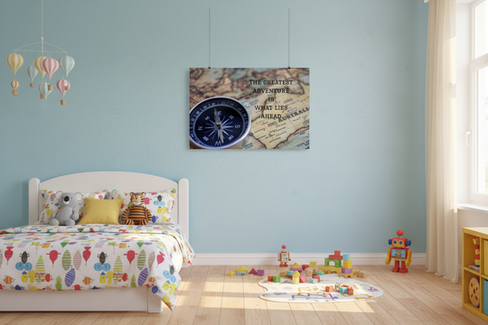 Adventure Map Poster with Compass and Travel Quote