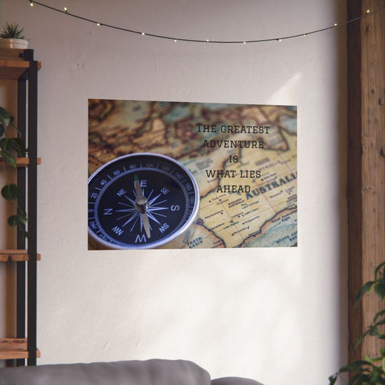 Adventure Map Poster with Compass and Travel Quote