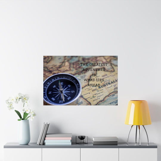 Adventure Map Poster with Compass and Travel Quote
