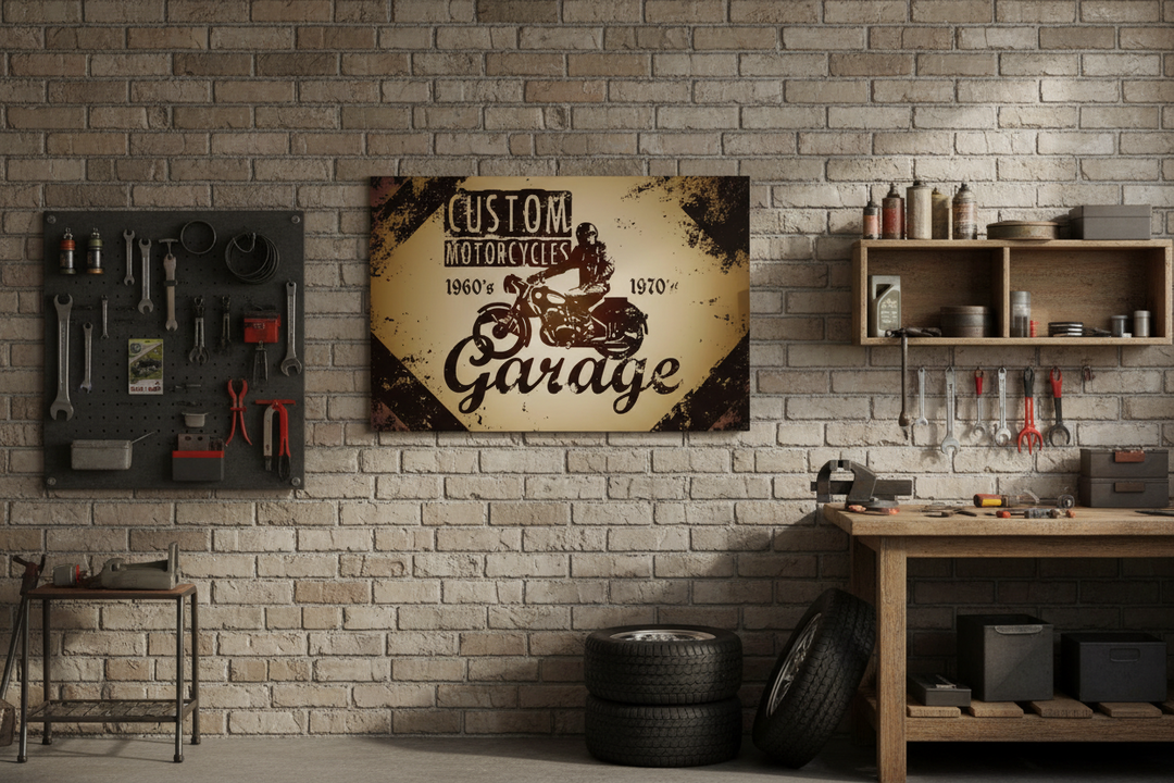 Custom Motorcycles Garage Vintage Motorcycle Wall Art Poster
