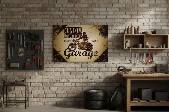Custom Motorcycles Garage Vintage Motorcycle Wall Art Poster
