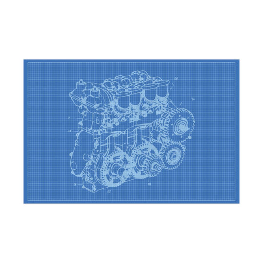 Engine Blueprint Poster for Garage and Workshop Decor