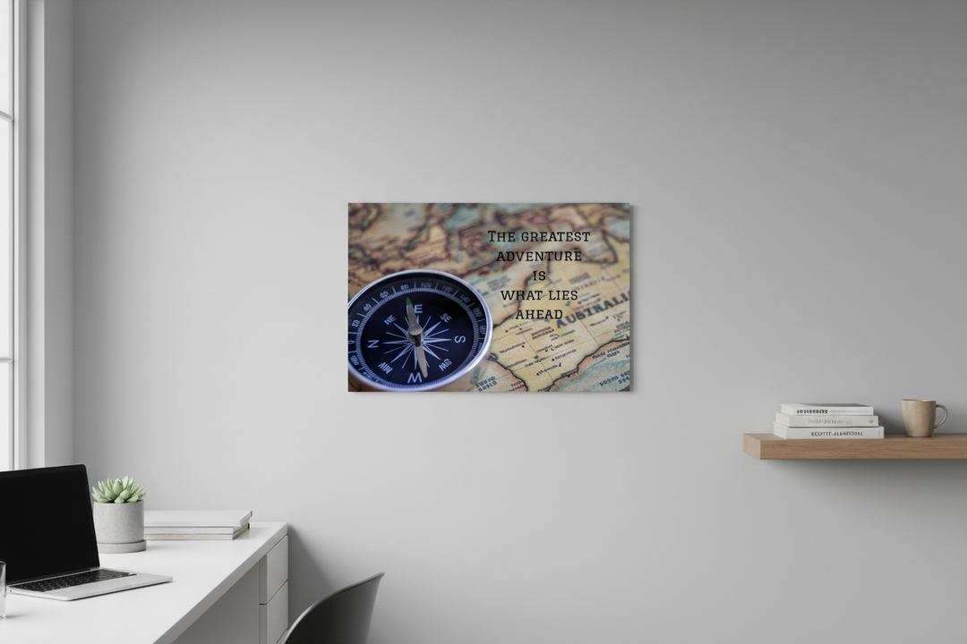Adventure Map Poster with Compass and Travel Quote