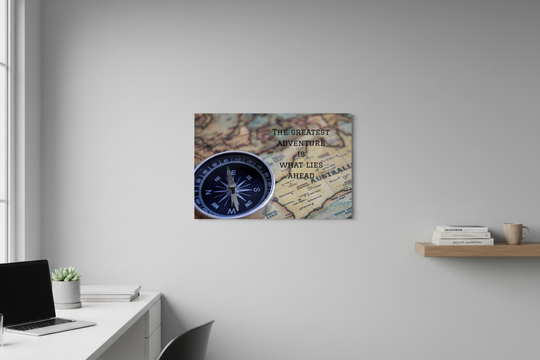 Adventure Map Poster with Compass and Travel Quote