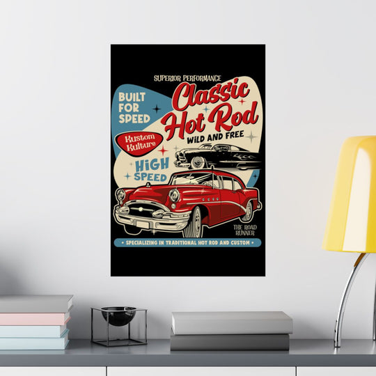 Classic Hot Rod Poster, Vintage Car Garage Wall Art