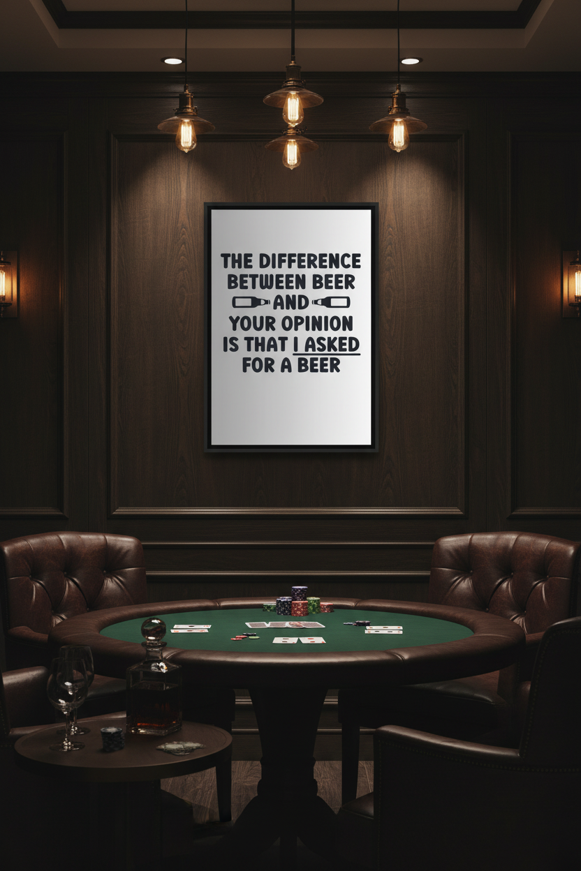 Funny Beer Wall Art, Opinion Joke Poster for Beer Lovers