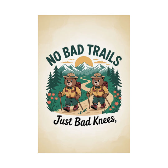 Hiking Bear Poster - Whimsical Outdoor Adventure Decor