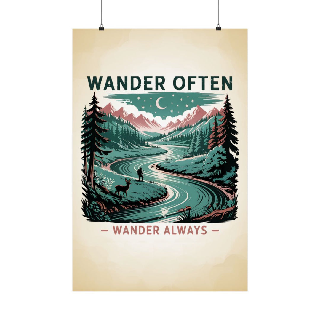 Nature Adventure Poster - Wanderlust Mountain Art