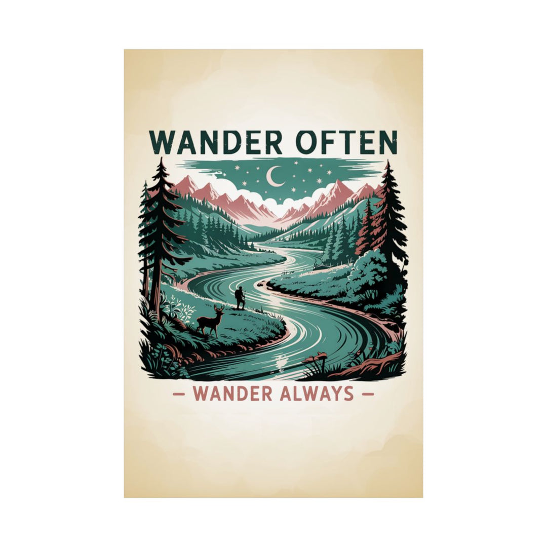 Nature Adventure Poster - Wanderlust Mountain Art