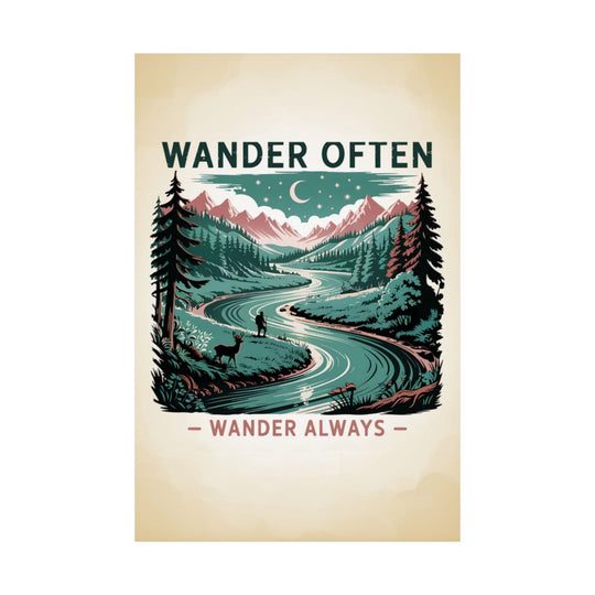 Nature Adventure Poster - Wanderlust Mountain Art