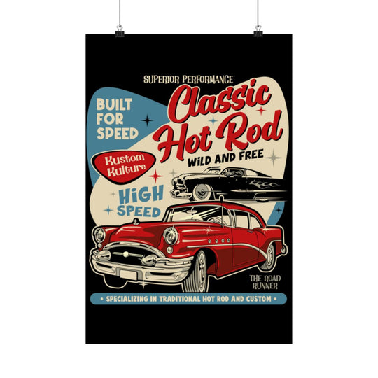 Classic Hot Rod Poster, Vintage Car Garage Wall Art