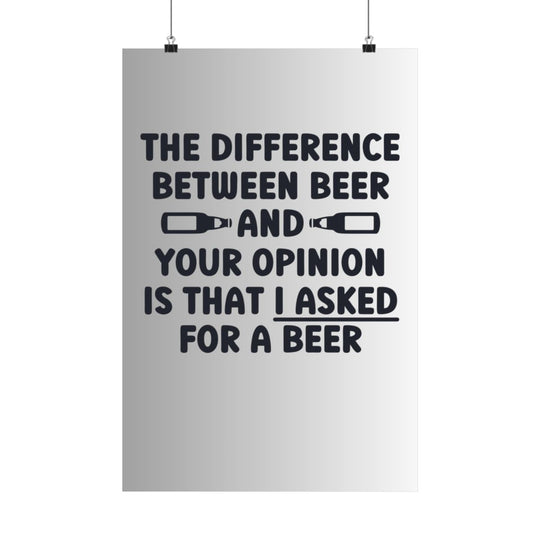 Funny Beer Wall Art, Opinion Joke Poster for Beer Lovers