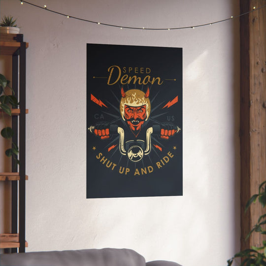 Speed Demon Motorcycle Poster, Vintage Biker Wall Art