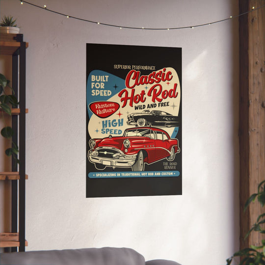 Classic Hot Rod Poster, Vintage Car Garage Wall Art