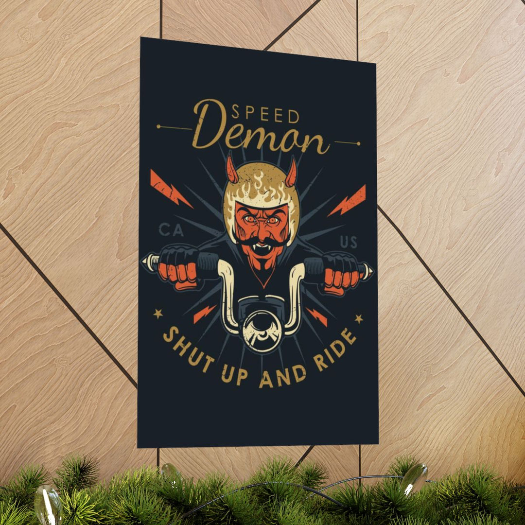 Speed Demon Motorcycle Poster, Vintage Biker Wall Art