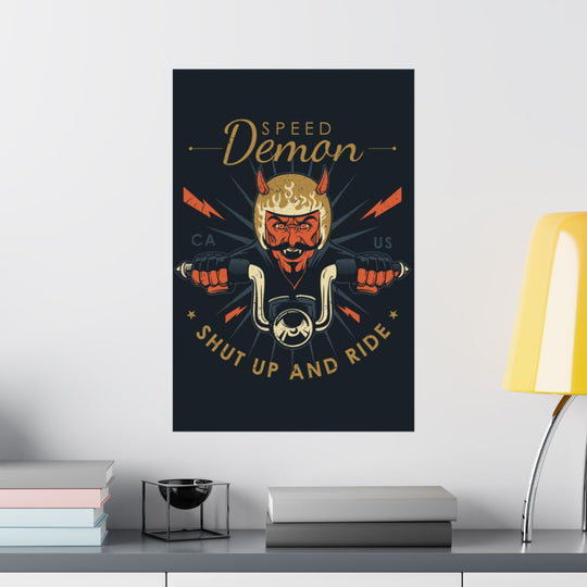 Speed Demon Motorcycle Poster, Vintage Biker Wall Art