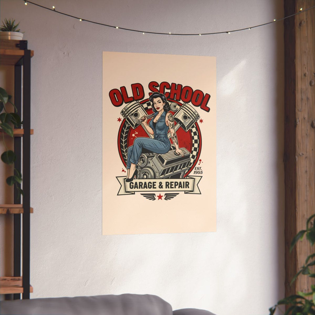 Old School Garage &amp; Repair Vintage Pinup Poster