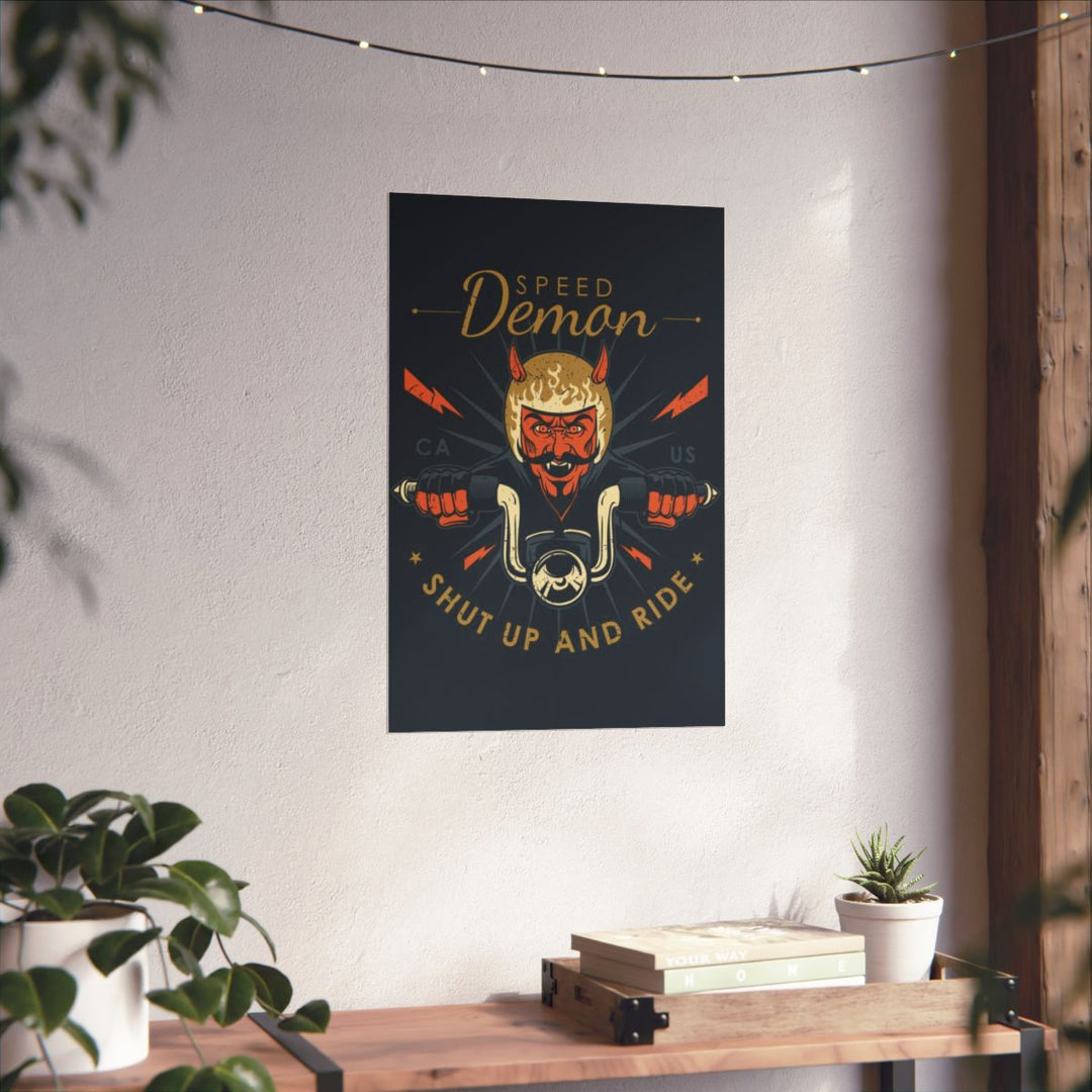 Speed Demon Motorcycle Poster, Vintage Biker Wall Art