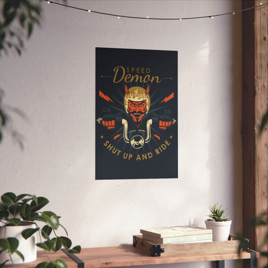 Speed Demon Motorcycle Poster, Vintage Biker Wall Art