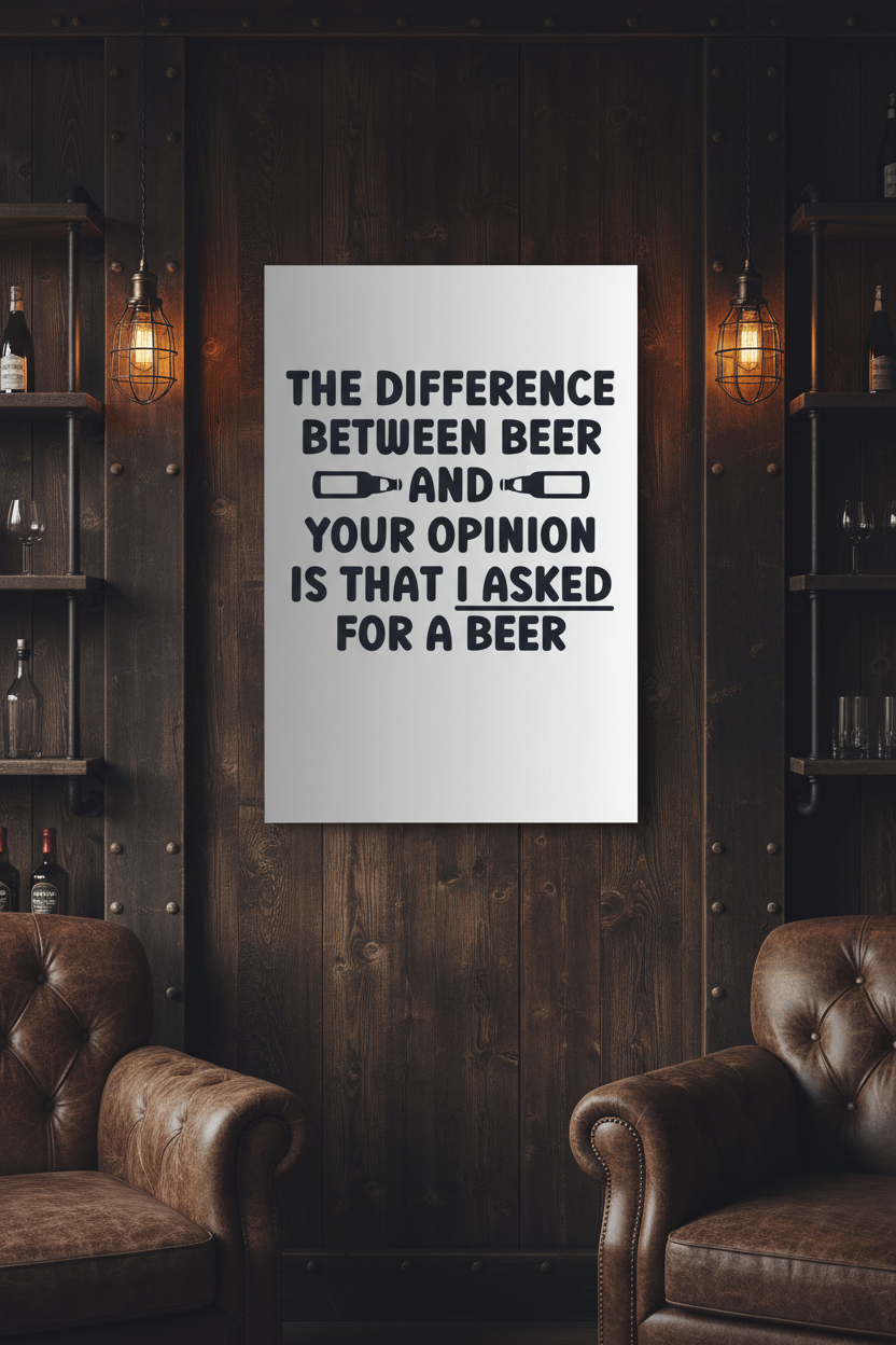 Funny Beer Wall Art, Opinion Joke Poster for Beer Lovers
