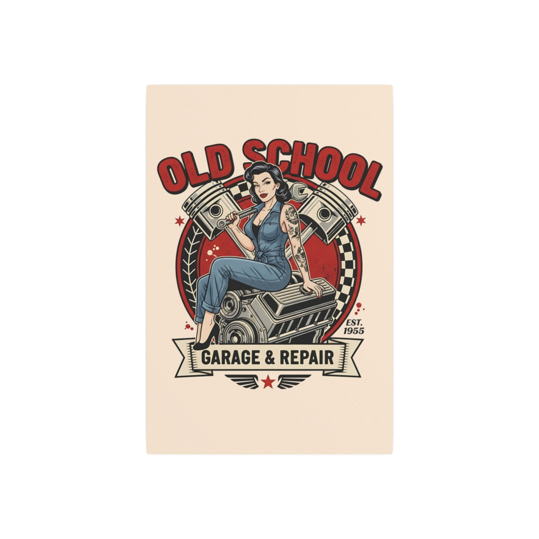 Vintage Metal Wall Sign - Garage Decor with Pin-up Girl
