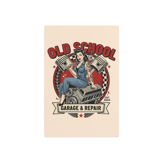 Vintage Metal Wall Sign - Garage Decor with Pin-up Girl